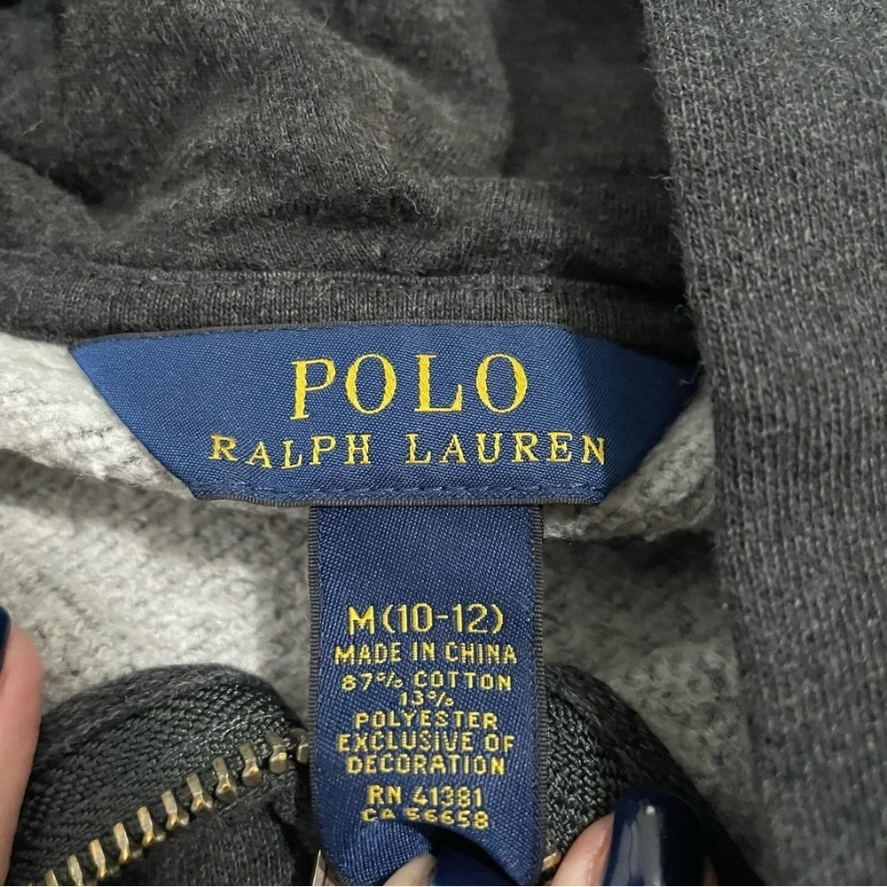 Polo Ralph Lauren Boys Zipper Hoodie Jacket Dark‎ Gray Size Medium